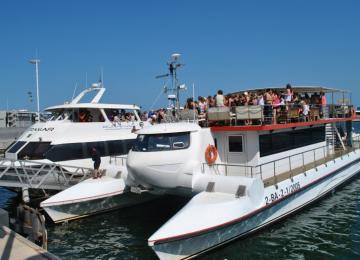 catamarán en la darsena del puerto