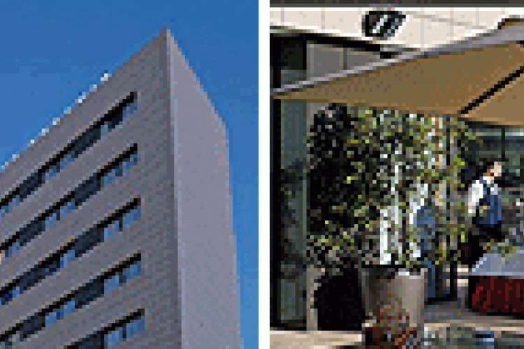 mosaico con edificio y terraza del hotel trip oceanic